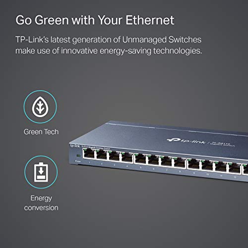 TP-Link 16 Port Gigabit Ethernet Network Switch, Desktop/ Wall-Mount, Fanless, Sturdy Metal w/ Shielded Ports, Traffic Optimization, Unmanaged (TL-SG116) by TP-Link - Image 4