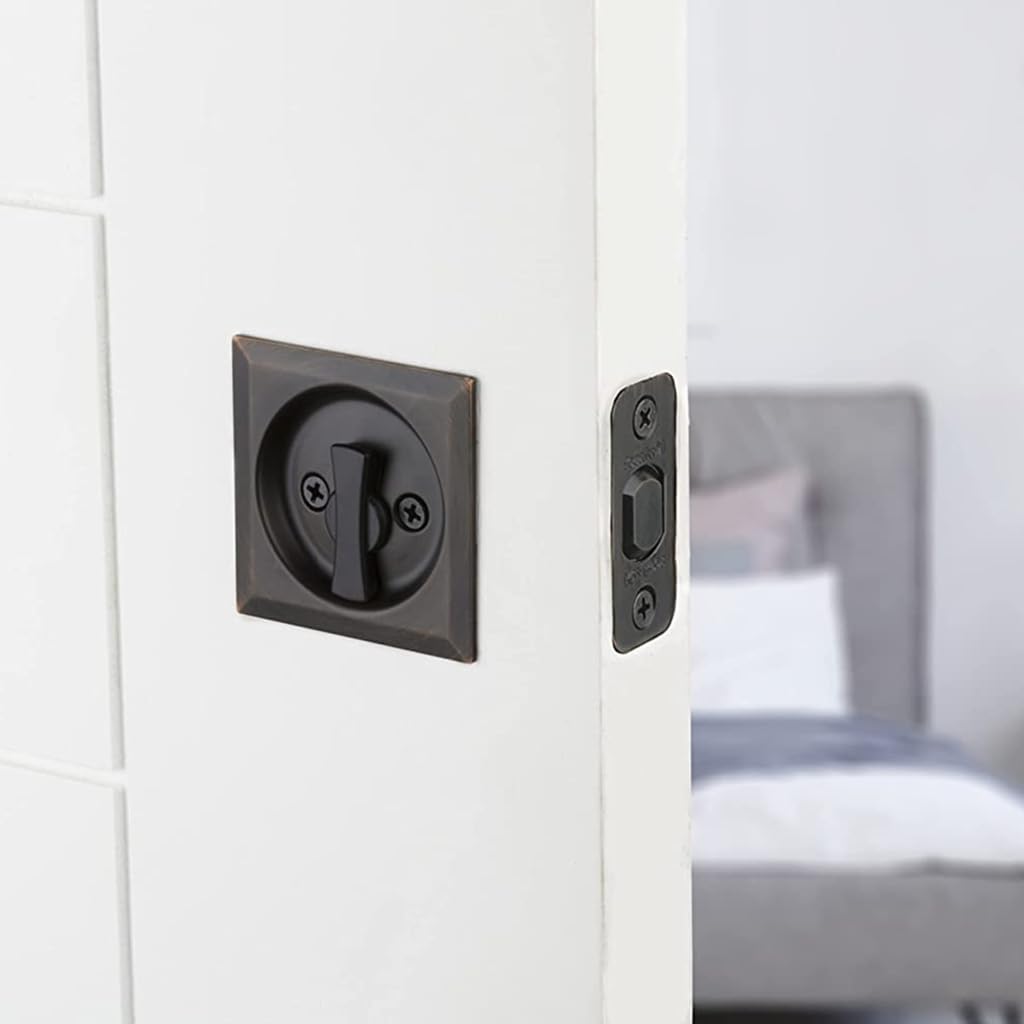 Pffiocix Contemporary Privacy Pocket Door Lock - Reversible Pocket Door Hardware Easy Installation