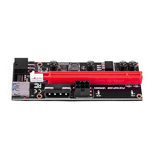 PCI-E Riser 009 Express 1x to 16x Extender GPU Dual 6Pin Adapter Card SATA 15pin