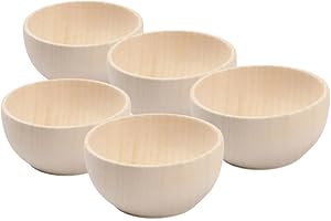 5Pcs Unpainted Mini Wooden Bowls