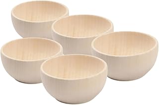 5Pcs Unfinished Wooden Bowls for Boy Girl DIY Crafting Smooth Surface Unpainted Wood Bowls for Painting and Drawing for Creative Projects and Art Activities