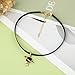 Yolev Choker Schwarz Halskette Damen Leder Goth Halskette Schwarzes Halsband Gothic Choker Halsband Kette mit Kosmischer Planet Anhänger Schmuck Lederkette Damen Mädchen Weihnachten Zubehör