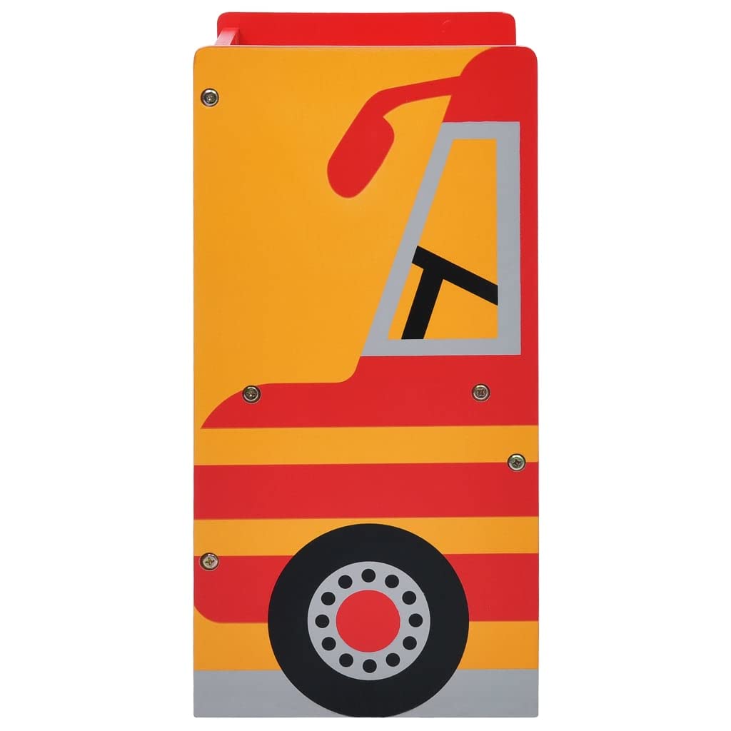 vidaXL Mesa y Sillas Infantiles 3 Piezas Forma de Camión Bomberos Juego de Actividades para Niños Escritorio Dos Asientos Muebles de Dormitorio Hogar Madera