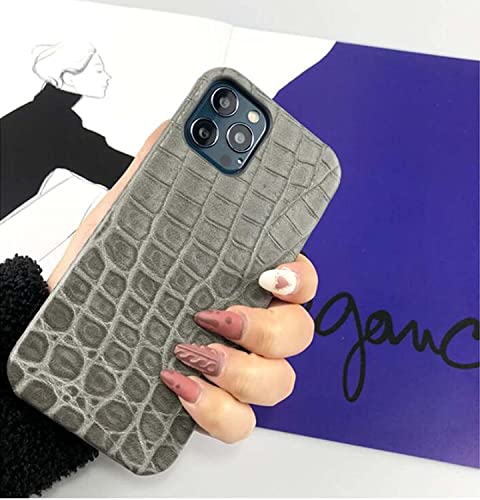 Coque iPhone 11 Pro cuir véritable crocodile gris étui antichoc - 6