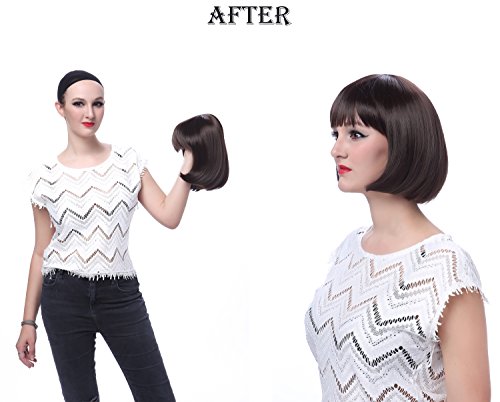 Onedor 10" Short Straight Hair Flapper Cosplay Costume Bob Wig (Burgundy)