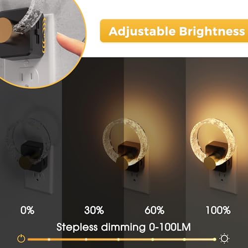Image of L LOHAS LED Night Lights Plug into Wall, Plug in Night Light with Light Sensor, 3000K Soft White, 0-100LM Brightness Adjustable, Bubble Nightlight for Bathroom Bedroom Hallway