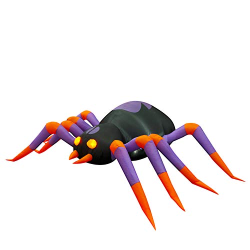 SEASONBLOW 8 Ft LED Light Halloween Inflatable Spider Red Eye Decoration Airblown Decor for Home Yard Lawn Garden Home Party Indoor Outdoor