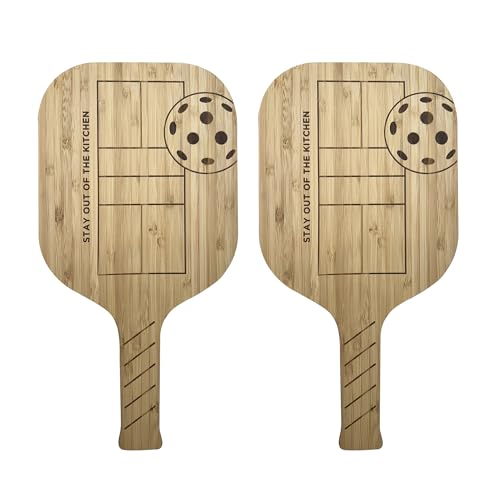 Fox Run Pickleball Paddle Charcuterie Boards, Set of 2 Bamboo Cheese Serving Boards, 14.5" x 7.5"