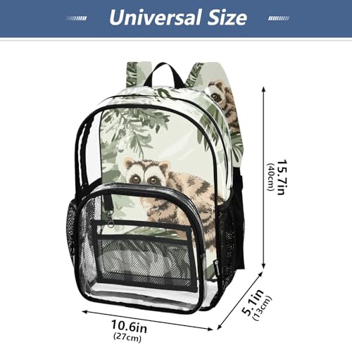 Safari Animal Green Leaves Clear Backpack For High School Clear Bookbags For Girls Boys Transparent Heavy Duty Bag4
