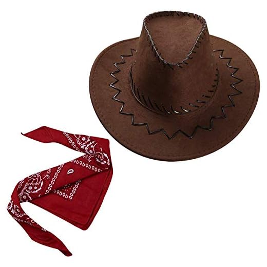 Carnavalife Sombrero Cowboy Cowgirl de Vaquero con Pañuelo Bandanas Paisley de Algodón Toy Story Western Occidental Oeste Country Disfraz para Adulto y Niños (Marrón, Adulto/58cm)