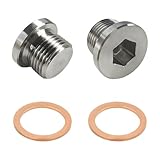 DXNQ 2 PCS M18×1.5 Thread Inner Hex Head Plug, Universal Stainless Steel Sensor Plug with Red Copper O-Ring, Inner Hex Head Pipe Fitting Plug for Car Truck SUV, Car Accessories