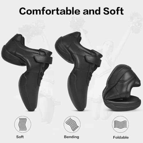 Image of Cheer Shoes for Youth Girls White Cheerleading Athletic Dance Shoes Tennis Sneakers for Competition Sport Training