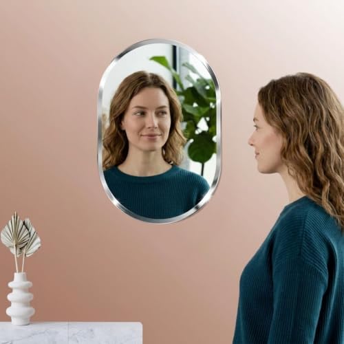 Image of Creative Arts n Frames 8x12 inch 5mm Thick Beveled Smooth Edges Frameless Wall Mount HD Mirror Home Office Hotel Decor for Living Restroom Bedroom Bathroom (Capsule Shape 8x12 inch HD Mirror)