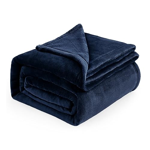 Bedsure GentleSoft Navy Fleece Blankets Queen Size – Bed Blanket Blue Soft Lightweight Plush Fuzzy Cozy Luxury Microfiber, 90×90 inches