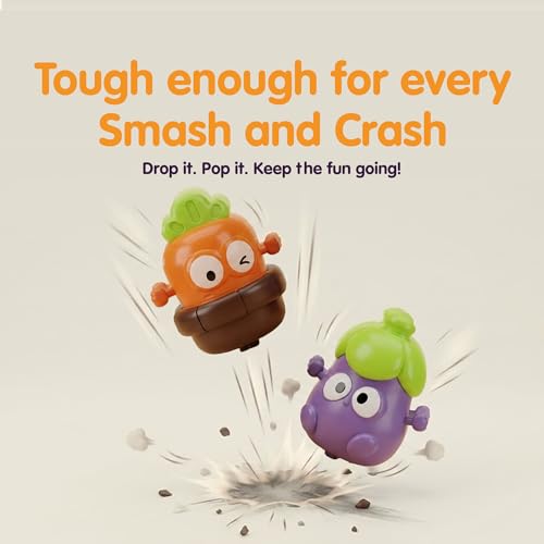 Image of Press & Go Veggie Runner Toy Pack of 2 for Kids with Bright Brinjal & Carrot Designs, Push and Go Action Toy Cars, Best Gift for Kids, 3+ Years