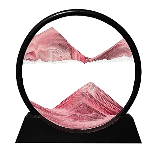 Aoderun 12" Pink Moving Sand Art Picture with Glass Frame