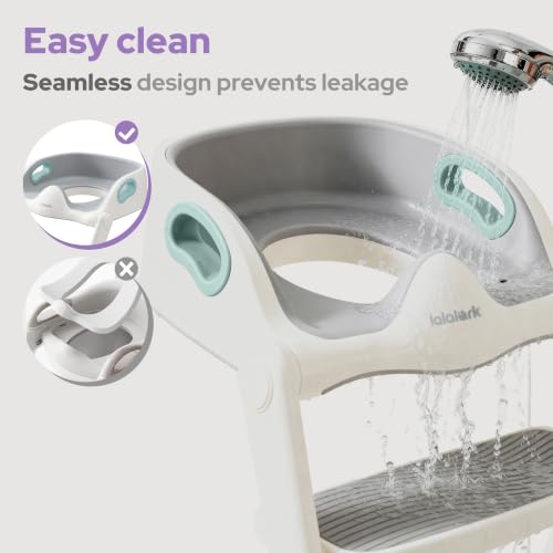 Image of lalalark Potty Training Seat, 2-in-1 Toddler Toilet Seat with Steps, Upgrade Potty Step Stool for Toddler with Anti-Slip Pad Step Stool, Extended Splash Guard, Foldable Potty Ladder Boys Girls, Green