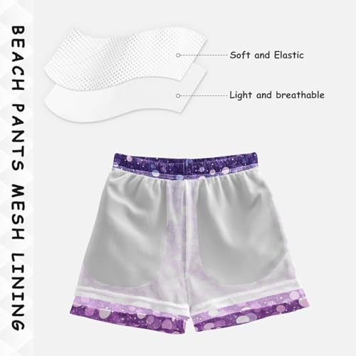 Pigsaly Boys Swim Trunks Lavender Lilac Purple Gradient Flashing Glitter Boys Board Shorts Swimsuit Swimwear 3T4