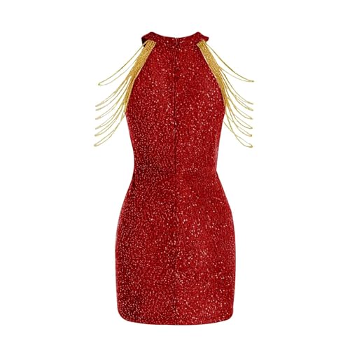 Vestido de cóctel de lentejuelas para mujer un traje mini de noche tipo lápiz 6