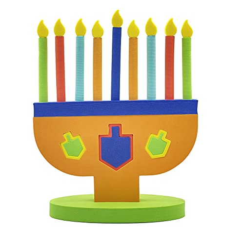 Hanukkah Foam Toy Menorah with Removable Candles and Dreidels Chanukah Toys & Games & Hanukkah Gifts