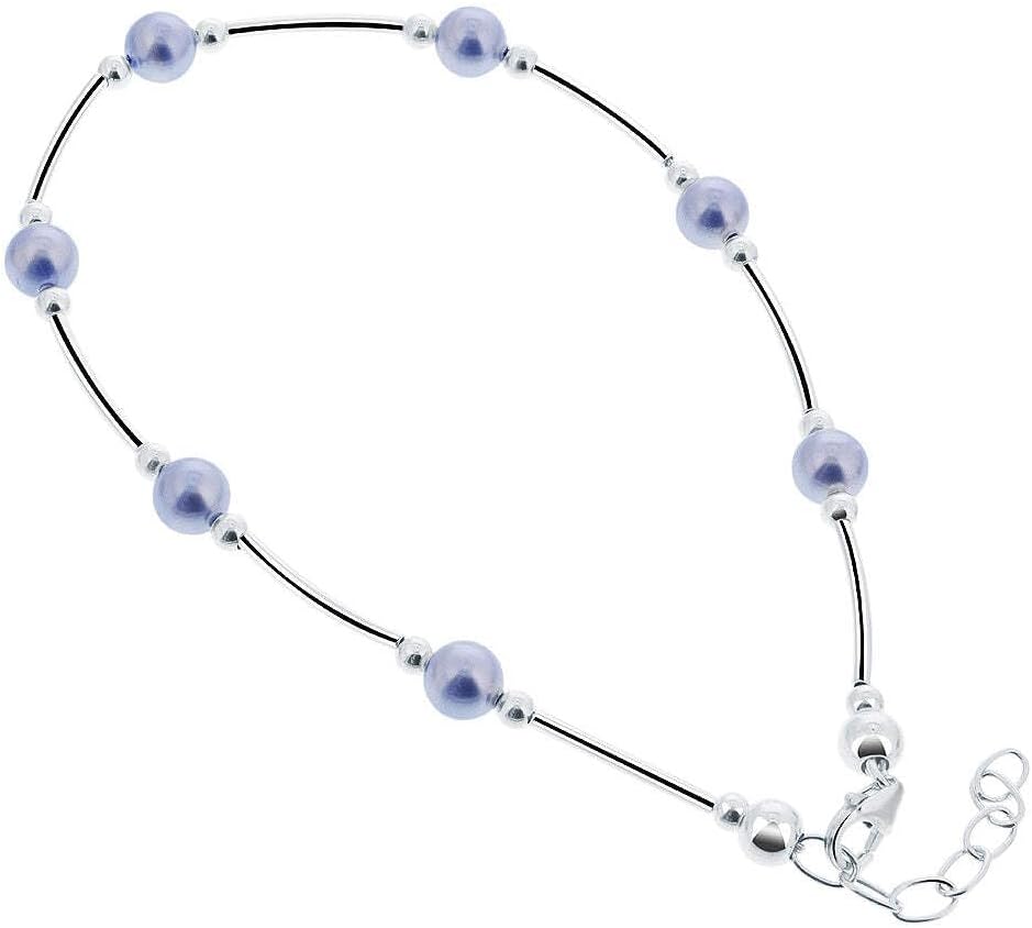 Gem Avenue .925 Sterling Silver Pearl Anklet Ankle Bracelet