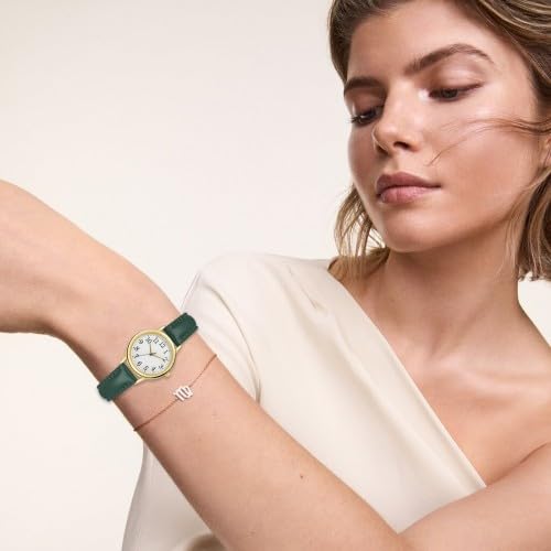 Reloj de Pulsera Elegante para Mujer, Analógico de Cuarzo Clásicos con Números Arábigos, Reloj de Vestir Moda con Correa Cuero para Mujer Niña