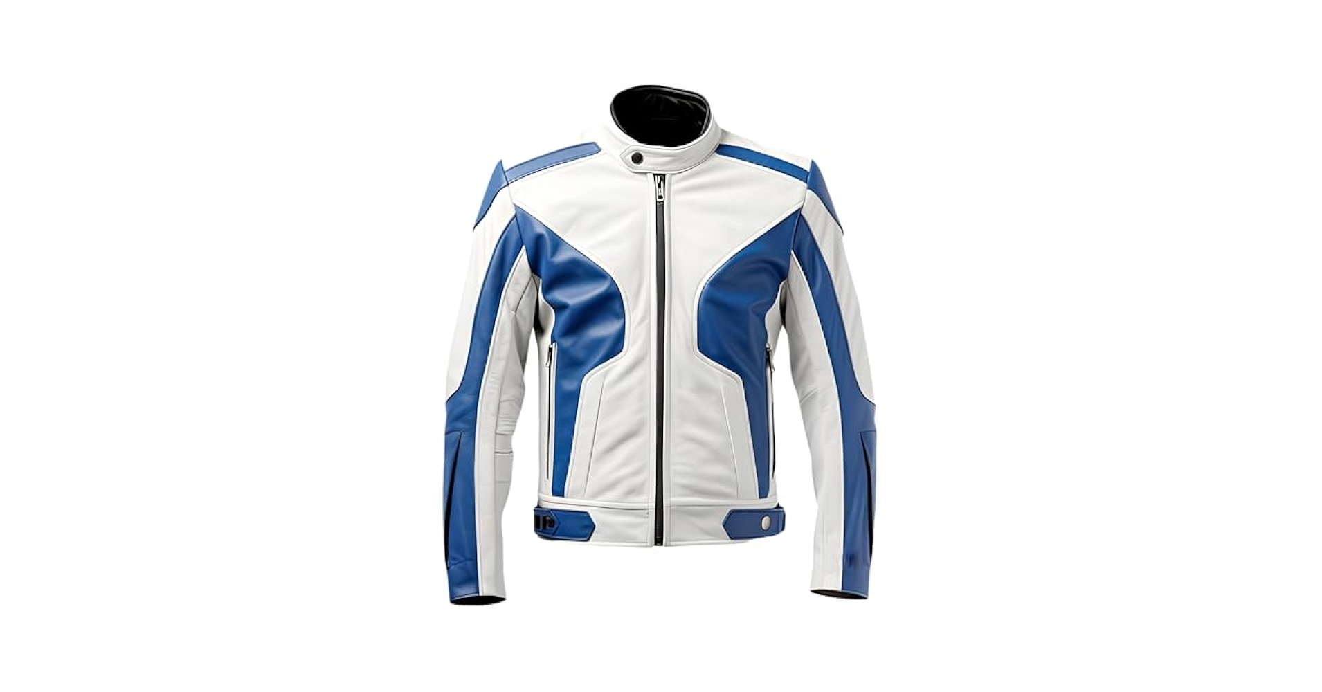Motorcycle Jacket, Blue and White, Armored, Zip Front (US