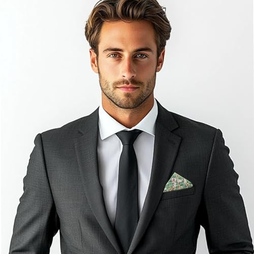 Image of Floral Pocket Squares for Men with Holder Printed Flower Mens Handkerchief Cotton Suit Pocket Hanky for Wedding