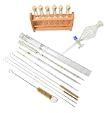 AL-AMBIK® Destillier Set zur Herstellung ätherischer Öle I Zubehör Set mit Ölabschneider und 100ml Scheidetrichter I inkl. Reagenzglasgestell aus Holz und Bürsten zur Reinigung