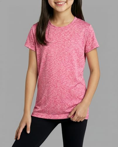 Real Essentials 5 Pack: Girls' Short Sleeve Dry-Fit Athletic T-Shirt - Active Gym Crew Neck Tops for Teens Kids (Ages 4-16) - Image 5