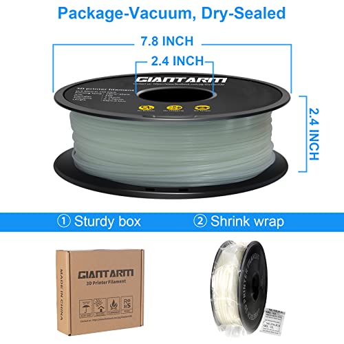 Image of Glow in The Dark Blue PLA Filament 1.75mm, GIANTARM PLA 3D Printer Filament, Dimensional Accuracy + /- 0.03mm, 1kg(2.2lbs) Spool, Fit for Most 3D Printer