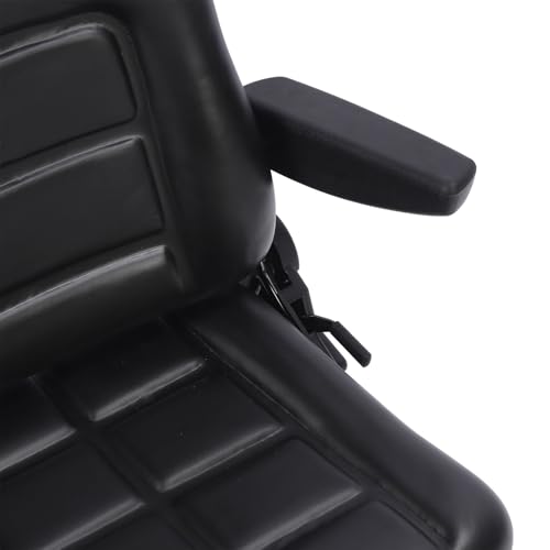 Aramox Gabelstaplersitz mit Kopfstütze, 3 stufig verstellbare Sitz Traktorsitz Ersatzteil für Mäher Kompaktlader Teleskoplader Bagger Schwarz (-1615240080011)