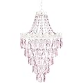 Tadpoles Pendant Chandelier - Pink Sapphire | 12" x 12" x 20" | Hardwired Installation | Uses One Medium-Base E26 Light Bulb - 40 Watts Max | Features a Metal Frame with Acrylic Beading & Dangles