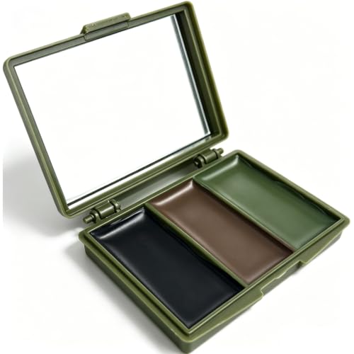 Pemarlis 3 pièces de Camouflage Kit de Peinture Visage,avec Miroir et crème,Kit de Peinture Faciale de Couleurs d’armée et Camouflage, pour Survie Militaire/de l’armée (3)