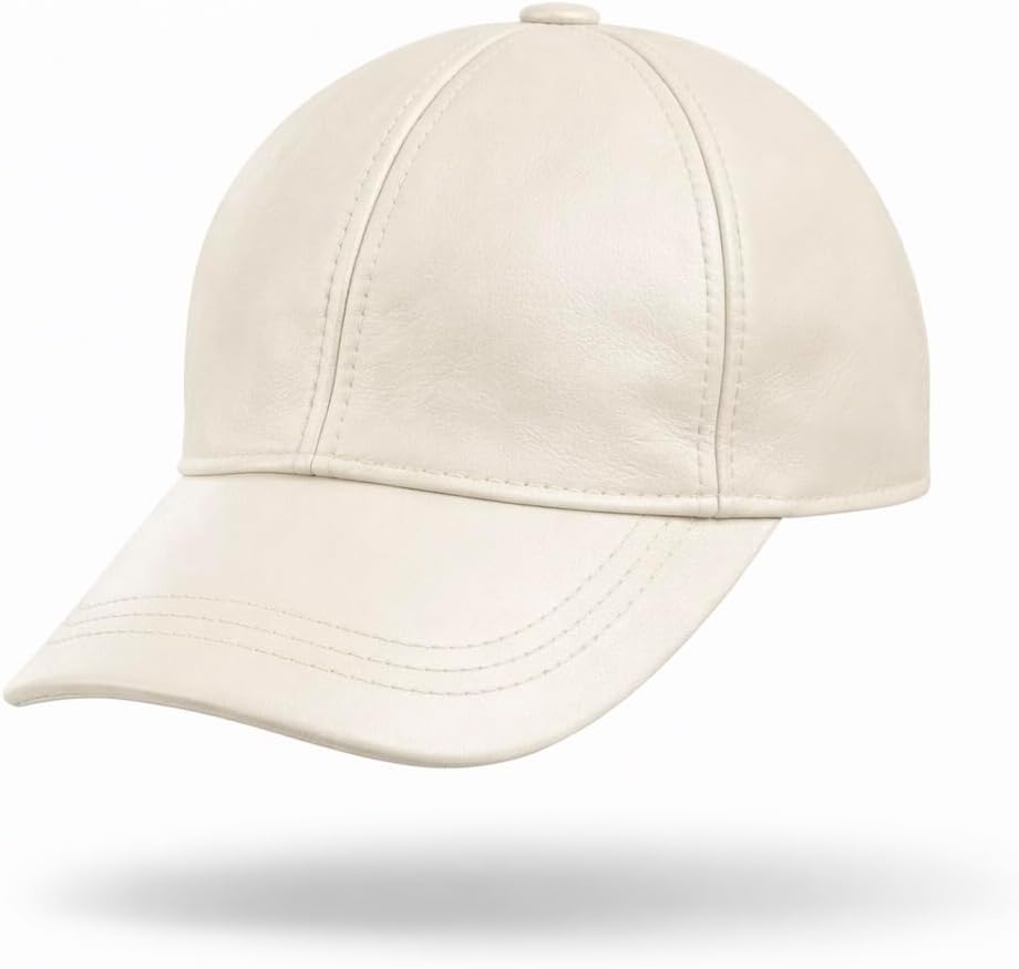 Lukkizara Real Genuine Leather Unisex Baseball Cap - 100% Lambskin Leather Adjustable Dad Hat