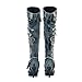 Lorie & Knight Women's Blue Denim Knee High Boots Rivet Punk Stiletto Heel Pointed Toe Boots