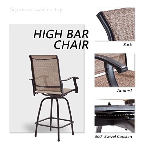 Vicllax Swivel Bar Stools Outdoor/Indoor Bar Height Patio Chairs Sling Fabric, All-Weather Patio Furniture, Pack Of 2 #TOP6