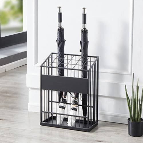 Bxzzuis傘立て 傘ハンガー オフィス用傘たて 金属製 18本/ 28本 大容量 安定 通気性 錆止め 水受けトレイ付きホルダースタンド 傘収納 玄関収納 業務用 (18本,ブラック)