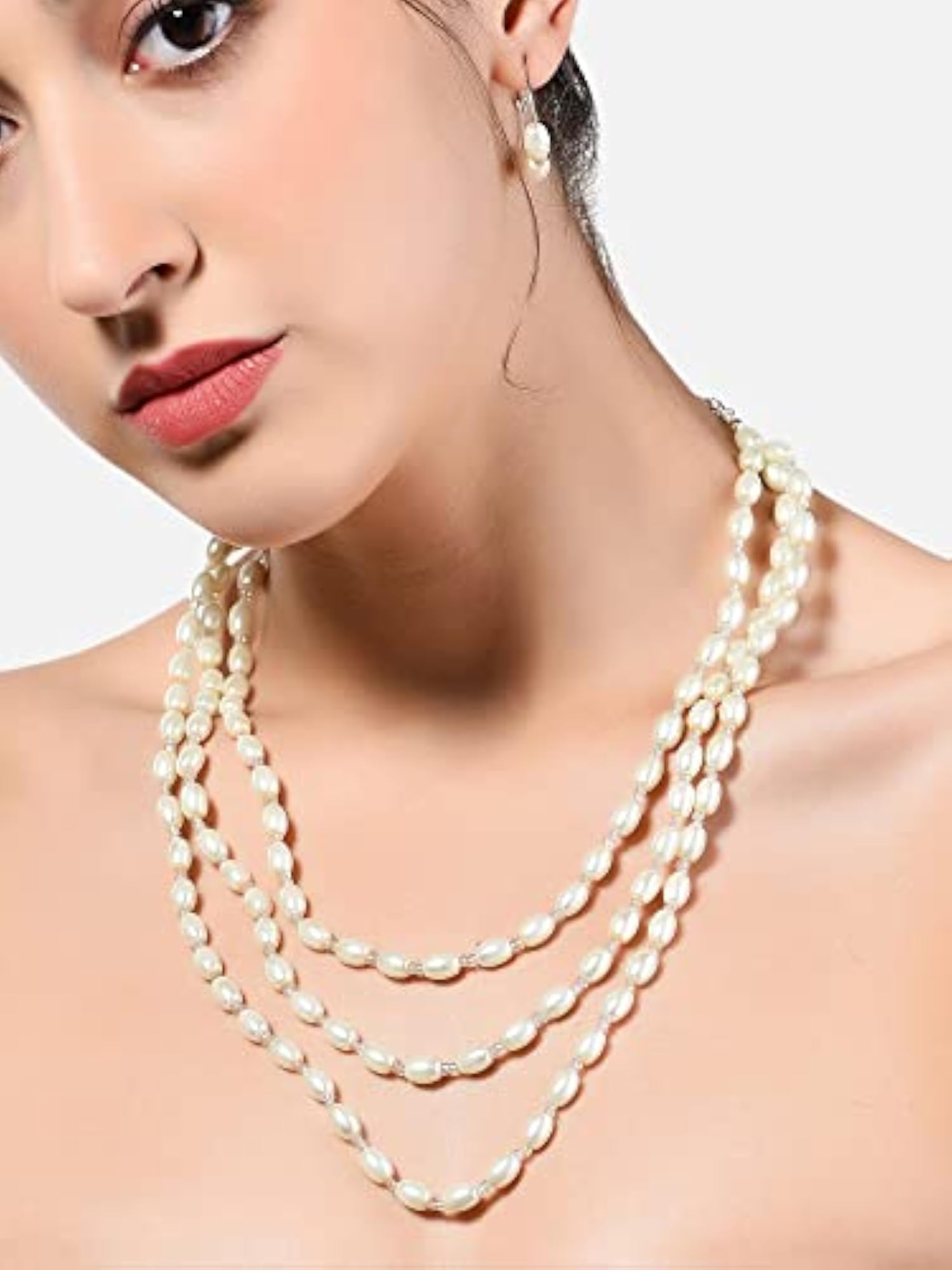 Women's Contemporary Layered Necklace & Earring Set, Elegant Gift