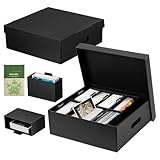 OAIDSONL 2 Stück Fotoaufbewahrungsbox, Fotobox Aufbewahrungsbox mit Deckel für 10x15 cm Fotos, Aufbewahrungsboxen schwarz Foto-Organizer aus Pappe für Handwerk Aufkleber Foto, 35 x 33 x 12 cm