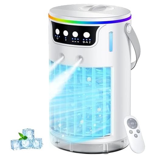 Portable Air Conditioners Desktop AC Unit with Water Ice Cooling Mist, Personal Evaporative Air Cooler Fan Mini Swamp Cooler for Bedroom, Nightstand, Office, Dorm, RV (White)