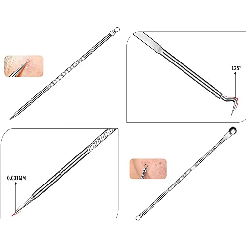 Blackhead Remover Pimple Popper Tool Kit 4 Pcs Silver Acne Comedone Zit Blackhead Extractor Tool For Nose Face,Stainless Steel Whitehead Popping Removal Tool Set #TOP2