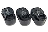 vhbw 3X Batterie Compatible avec Würth Master SD 14.4 Outil électrique (3000 mAh, NiMH, 14,4 V)