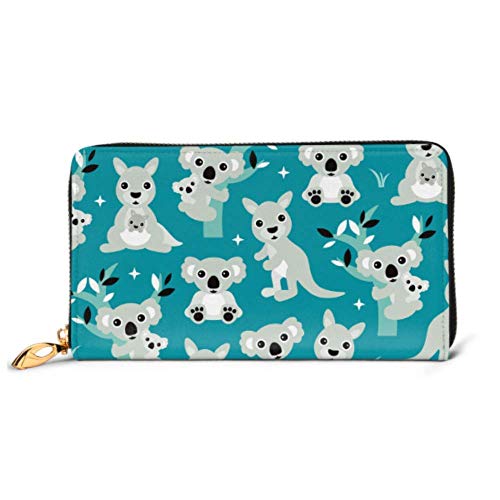 Preisvergleich Produktbild JHGFG Mode Handtasche Reißverschluss Brieftasche Geometrische Blau Australische Känguru Koalabär Telefon Kupplung Geldbörse Abendkupplung Blockieren Leder Brieftasche Multi Card Or. En