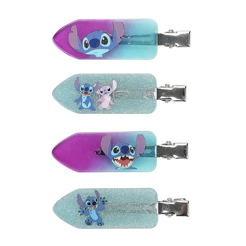 Pinzas para el cabello de Stitch y Ángel accesorios de Disney con brillo