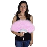 Zucker Small Marabou Feather Fan - Vintage Costume Folding Hand Fan - Burlesque Showgirl Decorative Folding Fans for Women