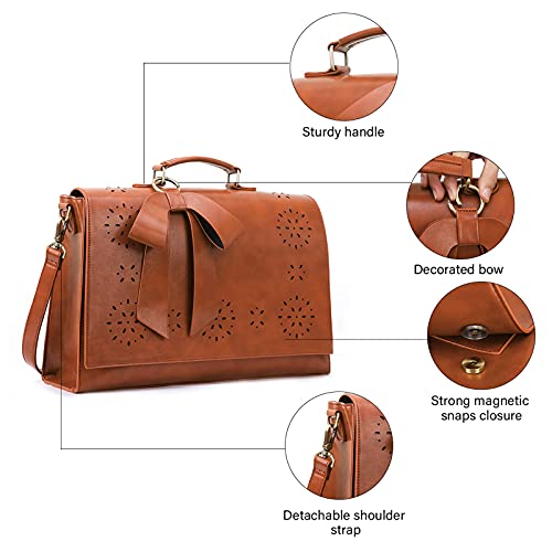 ECOSUSI Women's Briefcase Vegan Leather 15.6 inch Laptop Bag for School