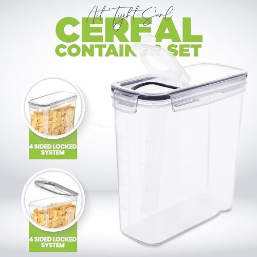 Miniatura 4 de Kichly Recipiente Para Cereales Juego De 4 - Plástico Sin Bpa - Recipientes Herméticos Para Alimentos - Almacenamiento De Alimentos Secos - Tarros De Cocina Para Organizar La Despensa