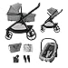 Maxi-Cosi Zelia Select Trio, Baby Kinderwagen 3 in 1 mit Kindersitz, 0–4 Jahre (0–22 kg), Einhändig Klappbar, Kompaktes und Wendbares Kinderwagen Set, Mit CabrioFix S i-Size-Kindersitz, Grau