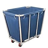 Graywlof Commercial Laundry Cart,10 Bushel (350L) Large Industrial Rolling Laundry Cart Hamper with 4 Inch Wheels,Heavy Duty Laundry Baskets with Stainless Steel Frame, 260 LBS Weight Capacity